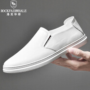 洛克華菲（Rock Fairwhale）小白鞋男套腳低幫懶人司機駕車鞋休閑鞋一腳蹬板鞋男 白色 41
