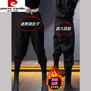 皮爾卡丹（pierre cardin）今年流行褲子女秋冬新款蘿卜褲大碼胖m妹顯瘦高腰束腳馬丁靴褲 黑色加厚 加絨 L 【100-120斤】