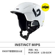 葆旎（BOLLE） 法國(guó)新品男女單雙板滑雪頭盔亞洲版型大頭圍保暖防撞護(hù)具雪盔帽 INSTINCT Mips-亮白黑 減震防護(hù) 58-61CM