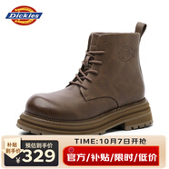 Dickies馬丁靴男靴2025秋冬季百搭情侶靴子男女潮流厚底增高鞋黑色工裝靴 深棕色 36 【偏大一碼，適合運動(dòng)鞋37】
