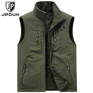 JP男士加絨馬甲休閑兩面穿背心釣魚攝影馬甲1806 軍綠色 L(125斤-140斤)
