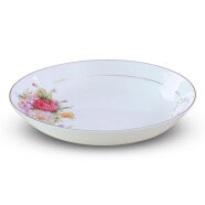 点特欧式高档唐山骨瓷餐具碗碟套装家用陶瓷高脚饭碗汤碗盘子面碗结婚 10英寸深盘