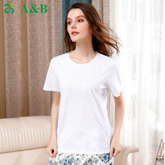AB a&b內(nèi)衣女T恤全棉圓領(lǐng)打底透氣汗衫運(yùn)動(dòng)寬松女士短袖衫TX01 白色 175/105/XXXL