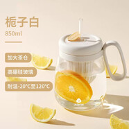 悠樂茶水分離泡茶杯夏季玻璃杯女高顏值ins大肚水杯辦公室咖啡吸管杯 梔子白850ml