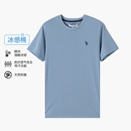 U.S. POLO ASSN.USPA男士棉質(zhì)短袖T恤圓領(lǐng)純色休閑百搭透氣運動(dòng)短袖 深藍色 M