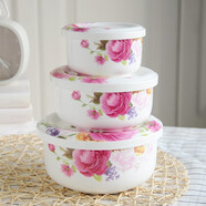 后海骨瓷微波爐專(zhuān)用碗帶蓋陶瓷蒸蛋碗家用大號飯盒有蓋的寶寶輔食蒸碗 蓋碗:盛世牡丹3件套大/中/小