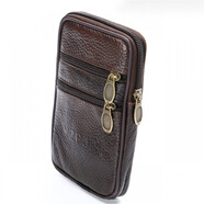 COOSKIN新款牛皮手機包腰包男豎版皮質(zhì)穿皮帶休閑手機包6.5吋