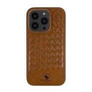POLO保羅手機(jī)殼適用iphone15ProMax高奢蘋果14編織款真皮革散熱 保羅棕 iPhone15Promax