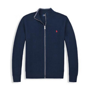 POLO SPORT RALPH LAUREN美國拉夫勞倫摩根毛衣polo針織衫男士開衫拉鏈毛衫休閑打底衫 M08寶藍色 XXL 碼 170-190斤