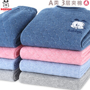 巴布豆兒童保暖內(nèi)衣套裝秋冬加厚純棉男童秋衣秋褲全棉女童寶寶 男童深藍 7633 170cm 參考身高160-170