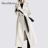 MeetMetro瑪依爾女神范收腰風(fēng)衣外套女2026春季新款氣質(zhì)中長(cháng)款大衣 杏色【現貨閃電發(fā)】 S