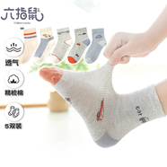 六指鼠夏季薄款兒童襪子精梳棉襪夏天春秋男童寶寶全棉夏天網(wǎng)眼男孩