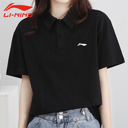 李寧（LI-NING）Polo衫短袖速干T恤女翻領夏季休閑透氣半袖健身訓練運動襯衫XS