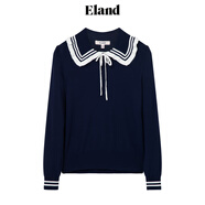 ELAND衣戀針織衫女娃娃領(lǐng)羅紋長袖修身打底衫女甜美風(fēng)毛衣 藏青色(59)Navy S 160