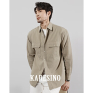 KARESINO秋季男士2024新款多口袋休閑時(shí)尚純棉高級(jí)感襯衫外套長(zhǎng)袖 咖啡色 XL