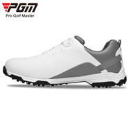 PGM 高爾夫球鞋 男士防水鞋子 防滑固定釘 旋鈕鞋帶 golf男鞋 XZ143-白灰 40