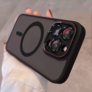 魔杰樂 適用蘋果15promax手機殼磁吸充電iPhone16promax手機保護套沙漠色全包防摔軟膠膚感磨砂簡約輕奢 磁吸黑色【萊卡系列-金屬鏡頭圈】 iPhone15ProMax