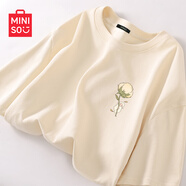 名創(chuàng)優(yōu)品（MINISO）短袖2025新款女夏季胖mm大碼顯瘦寬松女裝純棉半袖夏天正肩女t恤 奶白色(木棉羊胸標(biāo)) L 165 (顯瘦 遮肚子)