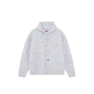 F426國潮牌高級早秋新款不規則異形扣連帽開(kāi)衫毛衣 藍色 M