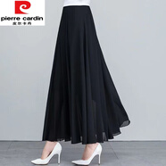 皮爾卡丹（pierre cardin）雪紡半身裙女2025新款夏季百搭顯瘦胖m妹遮胯大肚腩A(yù)字中長(zhǎng)大擺長(zhǎng) 黑色【裙長(zhǎng)80cm】 L 100-115斤