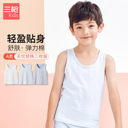 三槍童裝3枚裝A類純棉彈力中大童男女童學(xué)生打底兒童背心39133A0