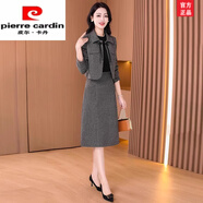 皮爾卡丹（pierre cardin）小香風(fēng)連衣裙2025新款女春秋貴夫人氣質(zhì)長(cháng)袖品牌兩件套裙時(shí)尚女裝 灰色長(cháng)袖 L 適合【106-115斤】