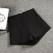OLOEY秋冬黑色彈力高腰新款設(shè)計感短褲女韓版小個子休閑熱褲顯瘦包臀褲 黑色V腰【后拉鏈】常規(guī)薄款 XL