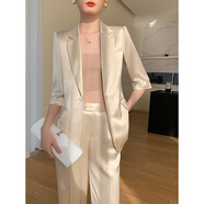 法莎羅兒（FASLOV）夏秋季小西裝套裝女裝韓版休閑時(shí)尚氣質(zhì)高端通勤職業(yè)正裝西服外套 香檳色 西裝+褲子 L