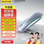 SUOYING【TOP榜第一名】無(wú)線鼠標(biāo)藍(lán)牙靜音可充電辦公無(wú)限聲筆記本電腦平板游戲適用小米華為榮耀聯(lián)想蘋果 升級(jí)【七彩呼吸燈丨可充電丨靜音按鍵丨藍(lán)牙三?！裤y色 適用華為蘋果小米惠普華碩聯(lián)想榮耀macb