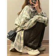 QGF小香風(fēng)格子襯衫女春秋季新款港味chic內(nèi)搭上衣寬松設(shè)計感襯衣外套 圖片色 M