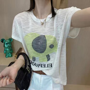 珞達(dá)達(dá)短袖t恤女2025夏季新款女裝圓領(lǐng)體恤韓版寬松顯瘦半袖上衣打底衫 白色小象 XL 建議110-120斤