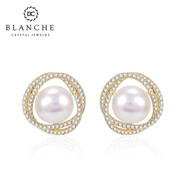 【女神禮】布蘭琪Blanche珍珠耳釘2022年新款潮高級感輕奢山茶花耳環(huán)女氣質(zhì)925銀針耳飾 金色