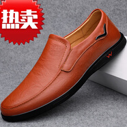 康奈（kangnai）男鞋新款真皮牛皮休閑皮鞋軟皮軟底一腳蹬豆豆鞋百搭 黑