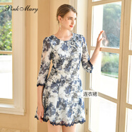 pinkmary連衣裙女2024夏季新款中國風(fēng)氣質(zhì)優(yōu)雅刺繡短裙PMANS5517 淺藍色 XS