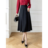 映棠簡(jiǎn)約百搭高腰小眾大擺裙女修身簡(jiǎn)約通勤中長(cháng)款A字裙OL半 黑色 S