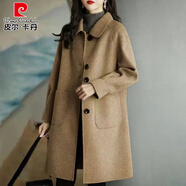 皮爾卡丹雙面羊絨呢子大衣女2025新款小個子媽秋冬加厚毛呢外套休閑百搭 駝色(款) 常規(guī) 3XL (135-145斤)