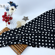 合彩美 彈力點(diǎn)子雪紡布料印花圓點(diǎn)不透雪紡女裝波點(diǎn)條紋連衣裙服裝面料X 1.5公分黑底白點(diǎn)/米
