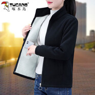 啄木鳥(niǎo)抓絨短外套女秋冬2026年新款中年加絨加厚保暖搖粒絨外衣 黑色 M (80-95斤)