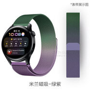 尚智戴適用華為Watch3/4pro/GT2/GT6米蘭尼斯磁吸表帶GT5漸變色透氣金屬透氣網(wǎng)帶GS榮耀magic2E替換腕帶 漸變米蘭綠紫 gt2/gt3/gt4/GT5/gt6（46表盤(pán)）