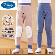 迪士尼（Disney）兒童羊·毛棉褲男童女童加絨加厚毛褲內穿一體絨保暖褲 男童加厚(100羊/毛 藍色) 105 建議身高165-170CM