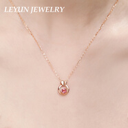 樂(lè)韻 18K彩金項(xiàng)鏈女玫瑰金愛(ài)心碧璽鎖骨鏈 七夕情人節(jié)禮物  重約2.31g