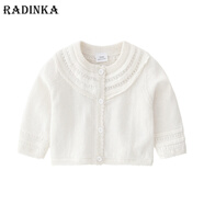 Radinka2025春秋新款嬰兒毛衣空調(diào)衫兒童女寶寶針織外套純棉洋氣女童BLF 短款/白色鏤空小開衫-02 【尺碼偏小】 100 CM