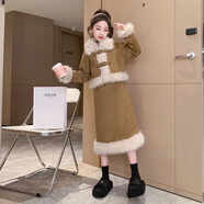 歐遙女童裝9-12歲淑女套裝裙2026新款兒童冬裝套裝時(shí)髦女大童過(guò)年衣服 咖色 150 建議身高140-150cm