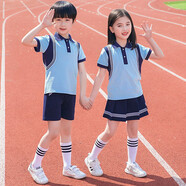 曼佳爾幼兒園園服夏裝短袖學(xué)院風(fēng)韓版兒童畢業(yè)服夏季班服套裝小學(xué)生校服 藍色女裙子套裝 吊牌130適碼合身高115-125cm