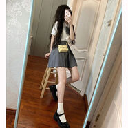 卡維澤 CAVIEZELjk制服春夏女生水手服短裙學(xué)院風(fēng)日系JK裙百褶裙子甜美半身裙女裝 灰色 S 建議85-95斤