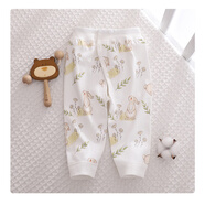 小三月新生嬰兒兒褲子開(kāi)檔純棉a類(lèi)0-3-6個(gè)月女寶寶秋褲嬰兒開(kāi)襠褲子全棉 M-977花田小兔 80cm