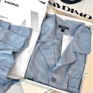 TFZF高端真絲男士睡衣夏季短袖桑蠶絲送男朋友520禮物家居服禮盒套裝 霧霾藍【短袖+短褲】 2XL