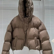 波士頓羽絨服女冬季新款韓版肯豆風小個子短款高腰加厚面包服外套 咖色 M