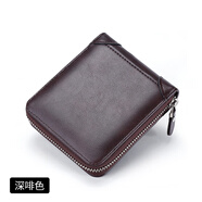 QIGER女士錢(qián)包女短款錢(qián)夾新款韓版多功能折疊皮夾拉鏈卡套小錢(qián)夾卡包 深啡色