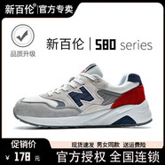 新百倫官方運(yùn)動(dòng)鞋男夏季新款老爹鞋女NB580板鞋透氣情侶休閑板鞋子男鞋 NB580-1米灰藏青 35